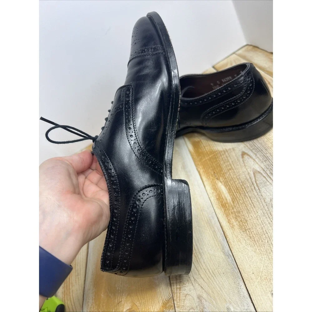 Allen Edmonds ‎ Mens 9 C Sanford Black Leather Cap Toe Dress Oxford w/Box